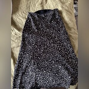 E.ssue Black and White Polka Dot satin Midi Skirt size small